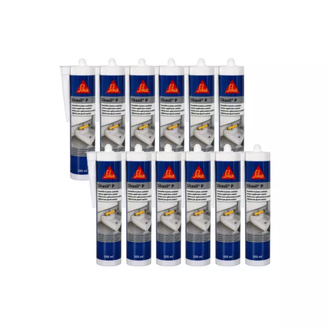 Lot de 12 mastics silicone universel SIKA Sikasil-P Marine - Blanc - 300ml