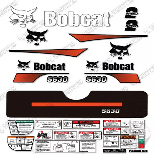 Fits Bobcat S630 Decal Kit Skid Steer (Curved Stripes)