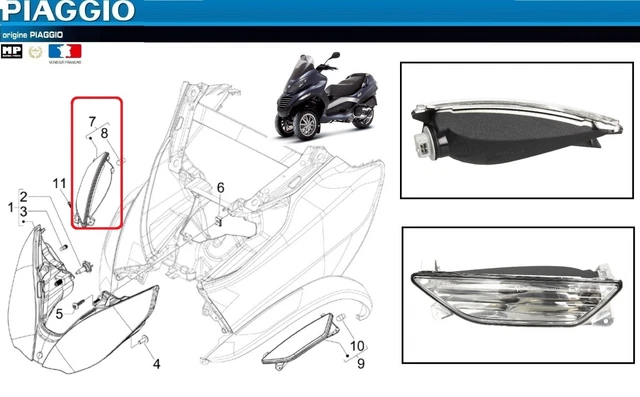 Clignotant Avant Gauche/Arrière Droit Pour Piaggio MP3 | Clignotant Original Verre Transparent