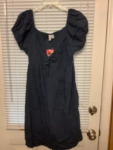 Roxy, Womens, Navy Blue, Short Sleeve, Casual Dress. Size L. Nwts