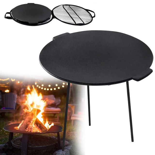 Dutch Oven Grillplatte Rund Ø45cm Gusseisen Grillpfanne Grillaufsatz mit 3 Beine
