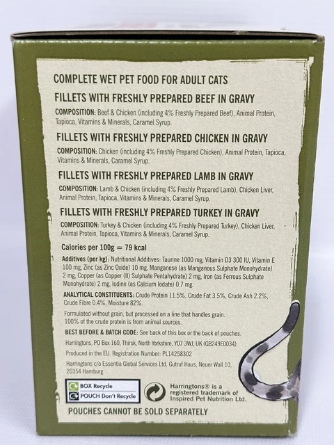 Harringtons Grain Free Meaty Selection in Gravy Adult 1+ Wet Cat Food 72 X 85g 3
