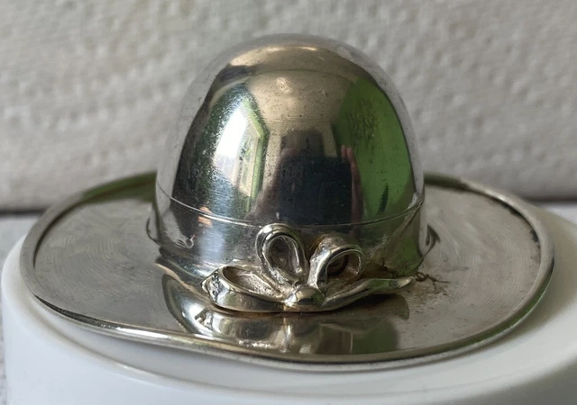 Genuine Silverissimo Vintage Solid Silver (800) .Hat with Bow. Italian Handmade.