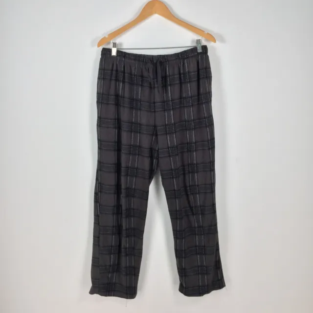 Nautica Mens Sleepwear Pyjama Pants Size M Grey Plaid Fleece Straight Leg 017866