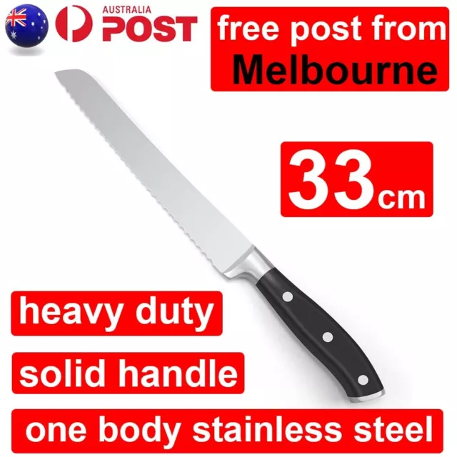 Heavy Duty Stainless Steel Bread Knife Blade Ultra Sharp Serrated Kitchen Cutter