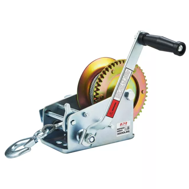 3500lb Hand Winch Heavy Duty Steel Cable Crank Gear Winch ATV Boat Trailer