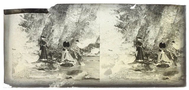 Mountain Family c1910 Photo NEGATIVE Stereo Glass Plate Vintage V36L22n 2