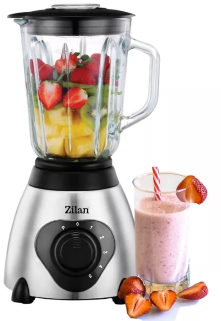 Standmixer Glas Edelstahl 600 Watt Smoothie Maker Universal Mixer Zerkleinerer