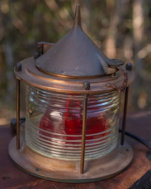 Large Vintage Marine Signal Light with Fresnel Lens 2