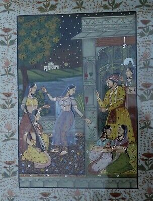 Miniature Mughal Style Indian Sikh Hindu Traditional Art Hand Painting on Silk