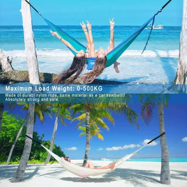 500kg Hammock Tree Swing Straps Heavy Duty Hanging Belt Bearing with Carabiner 2