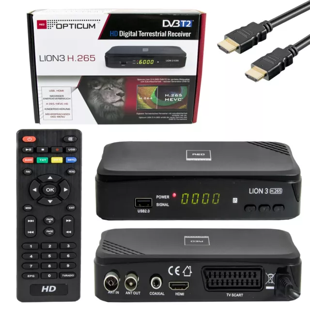 Opticum Lion 3 HD 265 Plus DVB-T2 H.265 HEVC Digital Terrestrischer Receiver