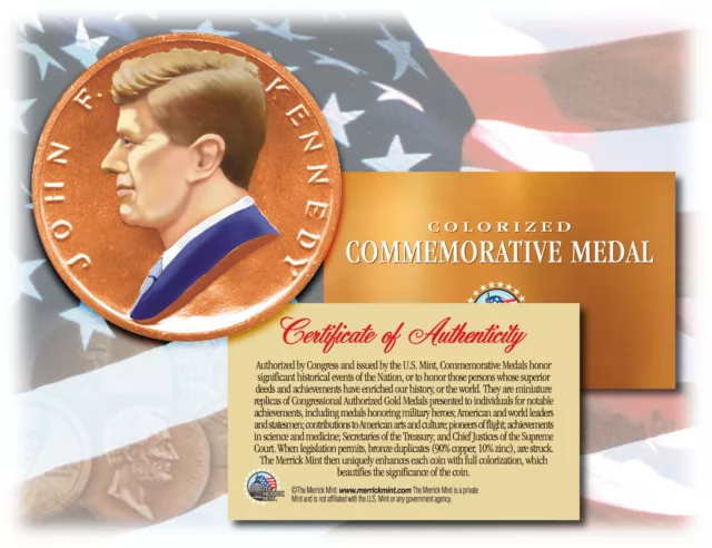 Colorized JOHN F. KENNEDY * Commemorative Medal * U.S. Inaugural Bronze Coin JFK