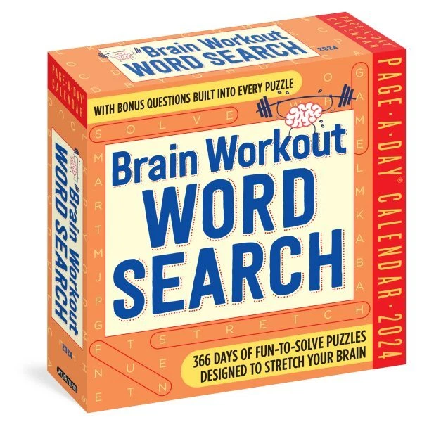 BRAIN WORKOUT WORD Search 2024 Calendar 366 Days of Funtosolve