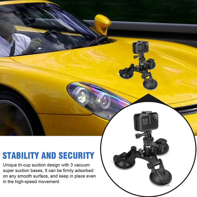 AUTOHALTERUNG MIT DREIFACHEM Saugnapf für GoPro Hero 10 9 8 7 6 DJI ...