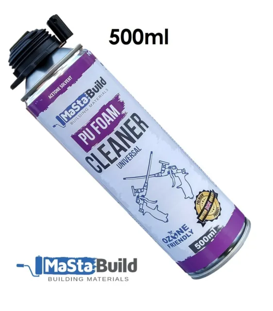 8x PULITORE SCHIUMA E PISTOLA PU aerosol universale 500 ml sgrassatore con solvente acetone lattina 2