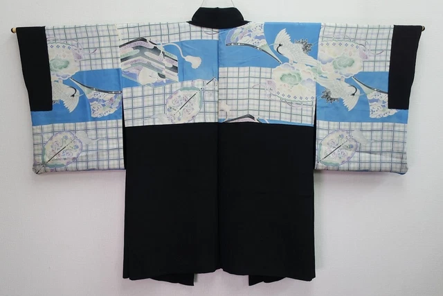 8358C5 Silk Vintage Japanese Kimono Haori Jacket Crests