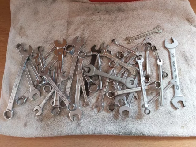 Job Lot Spanners, Metric/Imperial/Ring/Box/Offset/Spoke, 36 in total, see pics