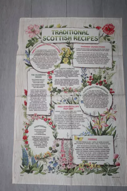 Traditional Scottish Recipes Vintage Teatowel Cotton Tea Towel,Scotland,Haggis