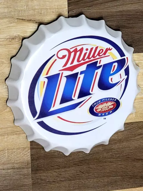 New Miller Lite Bottle Cap Metal Sign for Man Cave Cafe  Bar Decor Beer Signs