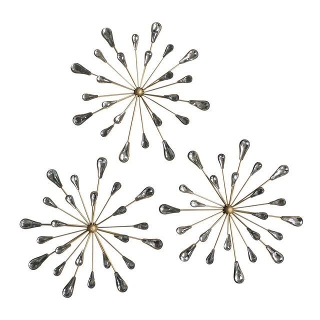 Stratton Home Decor Set of 3 Acrylic Sunburst Wall Art Pieces, Gold (Open Box)