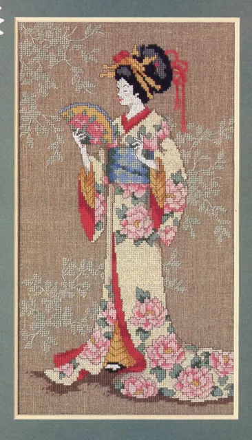 Schema A Punto Croce Donna Orientale Con Ventaglio Cross Stitch Geisha Su Usb