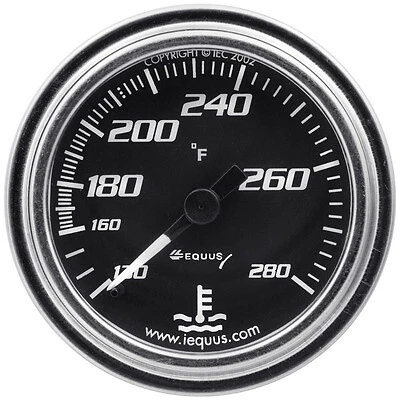 Equus 2.0 Dia Water Temp Gauge Chrome 140-280 - E7242