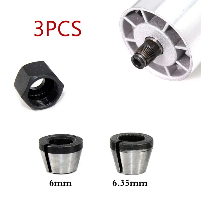 6/6.35 / 8mm Pince Chuck Adaptateur W/ crou for Gravure Machine Bois