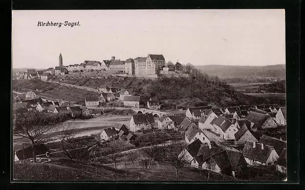 Ansichtskarte Kirchberg-Jagst, Ortsansicht aus der Vogelschau