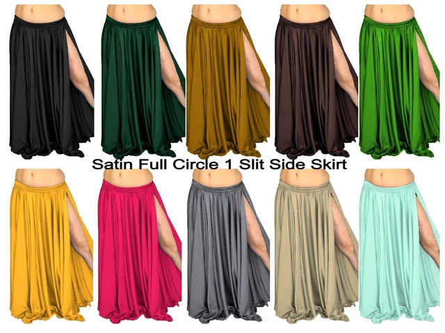 Ventre Danse Vêtement Satin Full Circle Long Maxi Haut Jupe Fendue Tribal S93-4