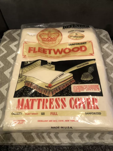 VINTAGE NEW FLEETWOOD DEFENDER MATTRESS COVER SANFORIZED USA MADE in SIZE FULL