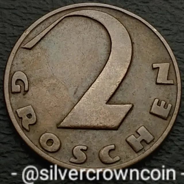 Austria 2 Groschen 1935. KM#2837. Bronze Two Cents coin. Thick cross Large Value