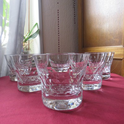 Lalique 6 verres à orangeade en cristal lalique modèle highlands signé H 14 cm lot 2 