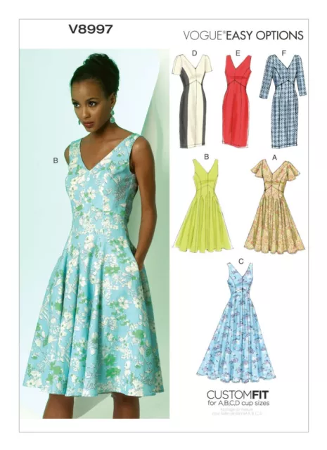 Vogue Sewing Pattern 8997 Misses 14-22 Easy V-Neck Dress & Maxi W/ Princess Seam