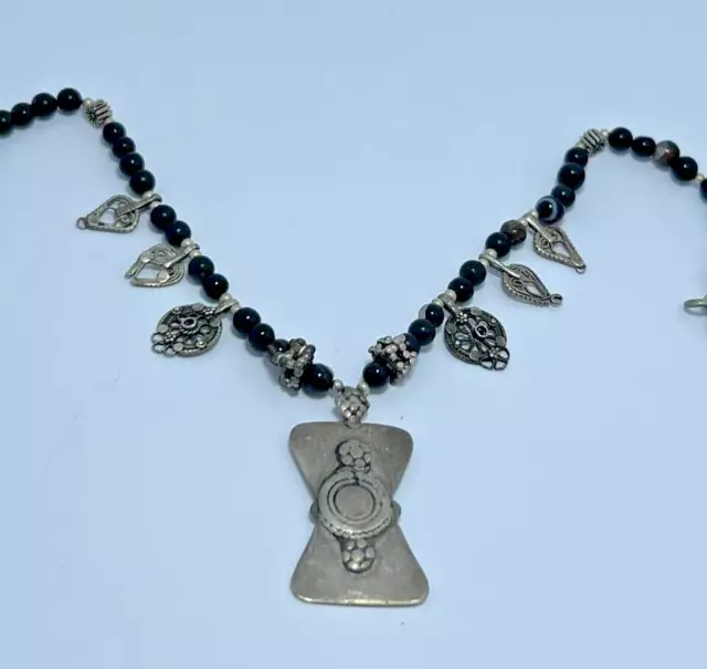 Antique Yemeni Silver Agate Jewish necklace  Yemen Yemenite jewelry vintage