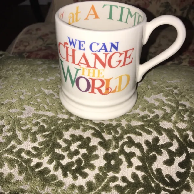 New Emma Bridgewater Rainbow Toast” We Can Change  the World”  Half pint mug