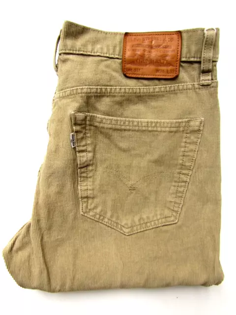 Levi's 511 Hombre Pana Vaqueros Calce Ajustado Big E W36 L32 Beige Elástico LEVF750