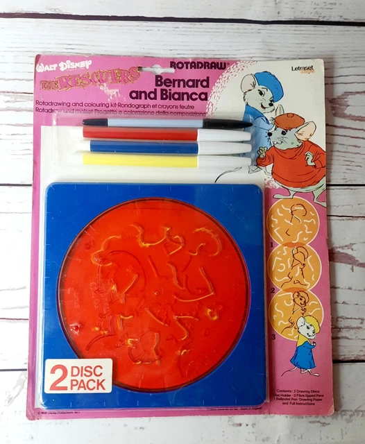 VINTAGE 1977 DISNEY Rotadraw 2 Disk Pack The Rescuers Bernard And ...