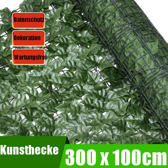 Künstliche Efeu Blatt Garten Sichtschutz Balkon Hecken Zaun Sichtschutz 3x1m