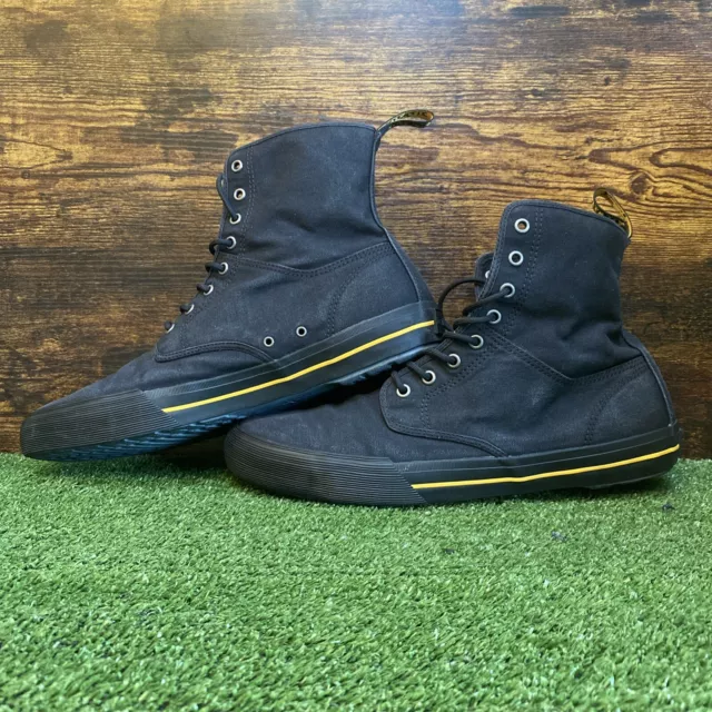 DR. MARTENS 1460 Canvas Boots Black Tan UK8 EU42 WAXY CANVAS