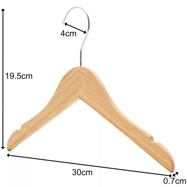 Slimline Wooden Kids Coat Hanger, Eco-Friendly FSC® Sustainable Rubber Wood 30cm 2