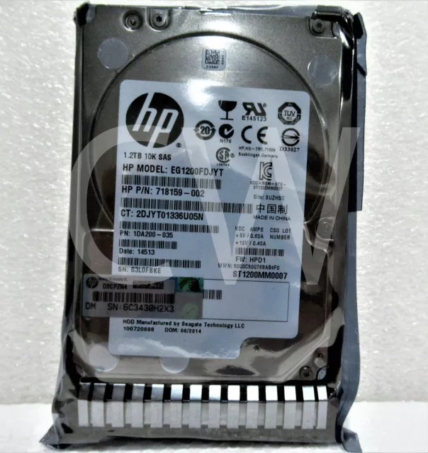 HP 718292-001 718162-B21 1.2TB 10000RPM 6Gbps 2.5" SAS SERVER HDD Hard Drive