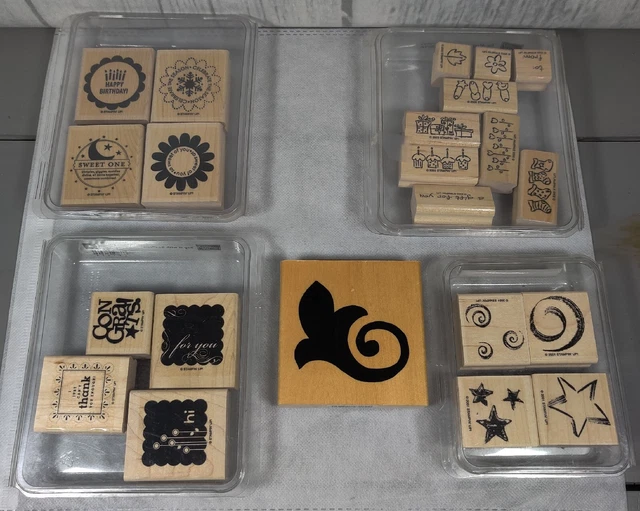 Stampin Up Mounted Stamps 4 Set Lot Scallops - Stars And Swirls - Tag Alongs