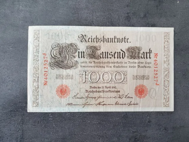 Reichsbanknote 1000 Mark Berlin, 21. April 1910 top Zustand und selten