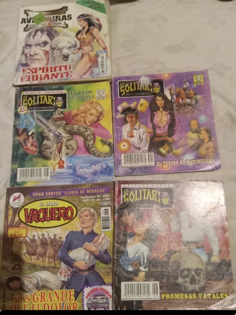 Libro Solitario  vaquero y Aventuras Mexican comic lot  5 usado a color