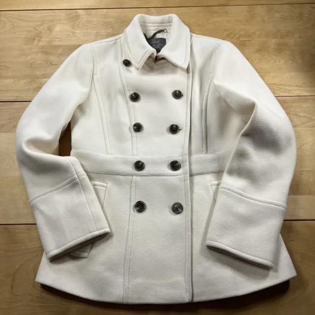 J. CREW Stadium Cloth Nello Gori Wool Pearly White PEA Coat Women's Size 6