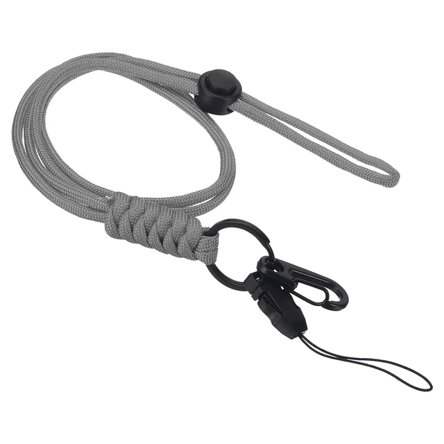 Neck Lanyard w Hook Badge Lanyards Adjustable Strap Keychain Grey