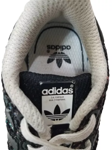 Adidas 5T Superstar Original Black Sparkle Metallic Snake Sneakers Tennis Shoes 3