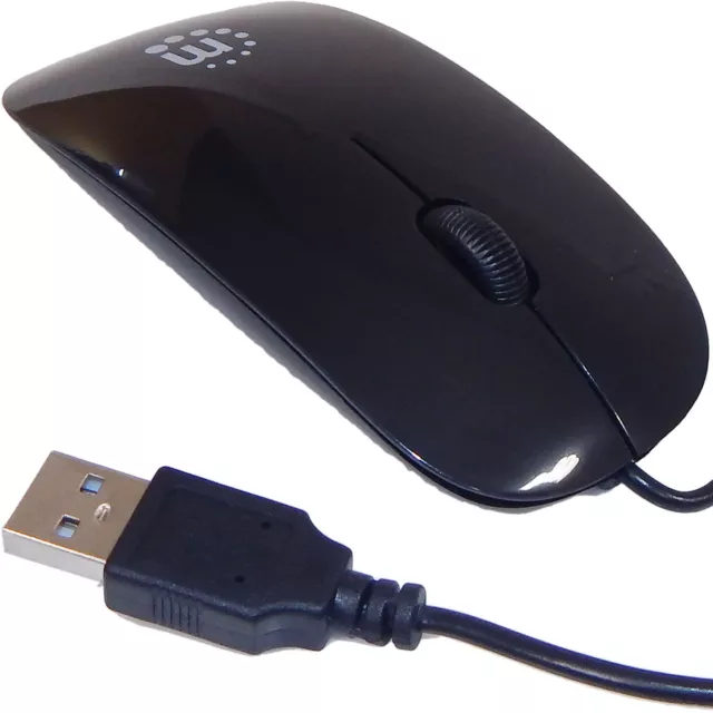 Manhattan Silhouette Optical USB Mouse Black New 177658 PC MAC Compatible