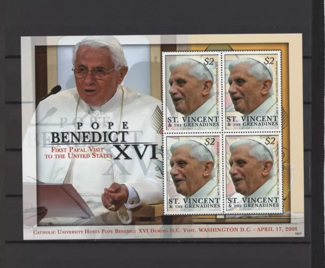 s45788 ST. VINCENT GRENADINES 2008 MNH** Papa Benedetto XVI s/s